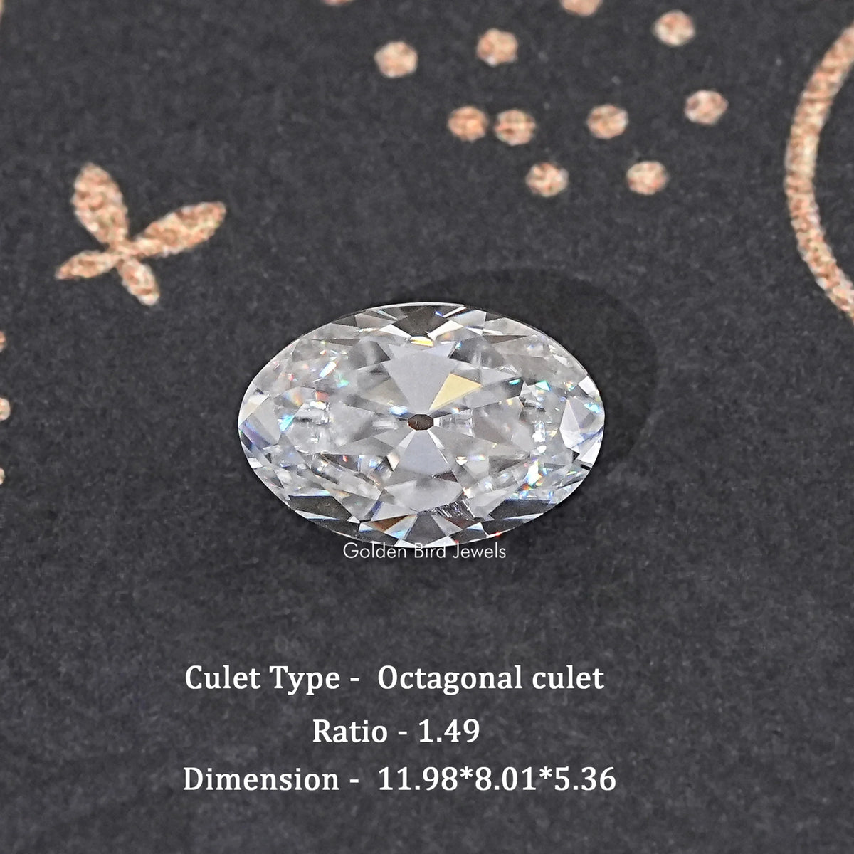 Oval colorless moissanite gemstone with bright faceted shine