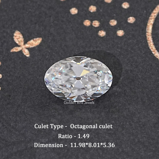 Oval colorless moissanite gemstone with bright faceted shine