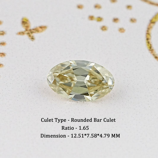 Oval-cut moissanite stone, light yellow to clear, faceted sparkle