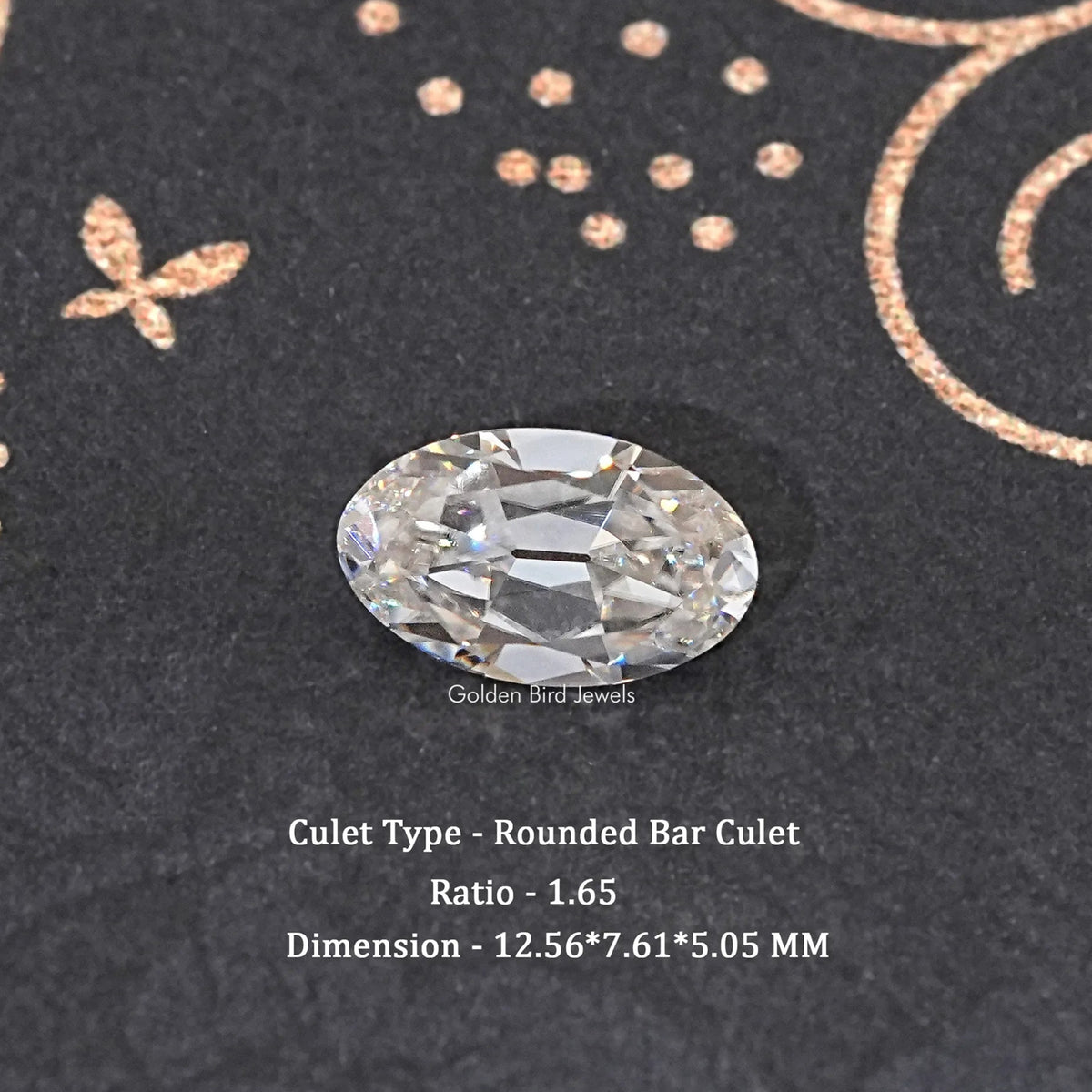 Oval moissanite loose stone, clear color, faceted sparkle, rounded bar culet