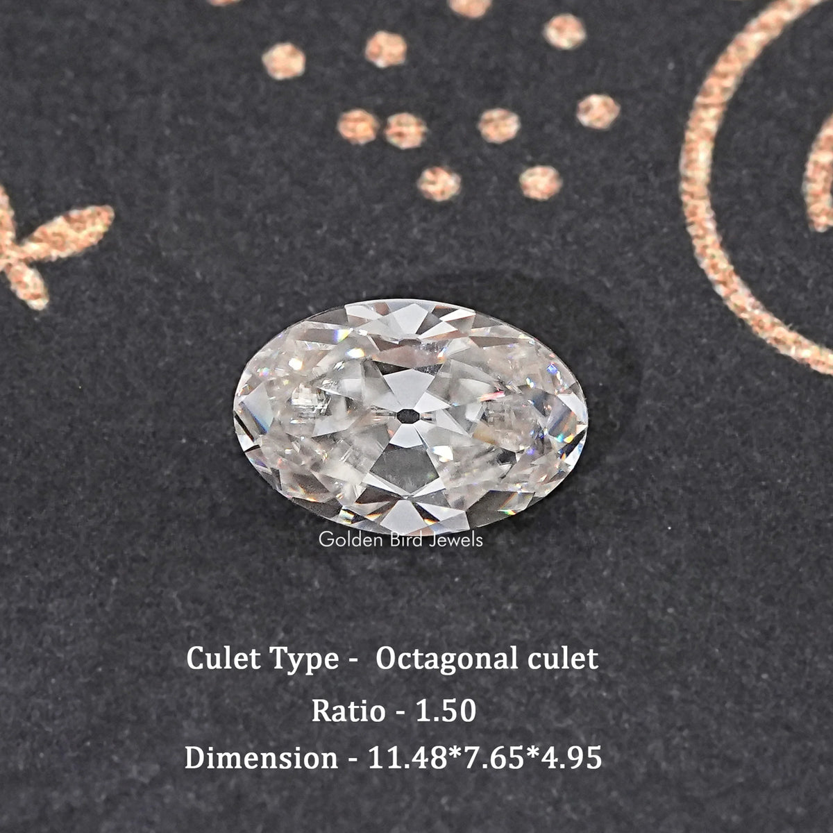 Faceted oval loose gemstone, bright white sparkle