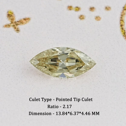 Marquise cut yellow loose moissanite gemstone