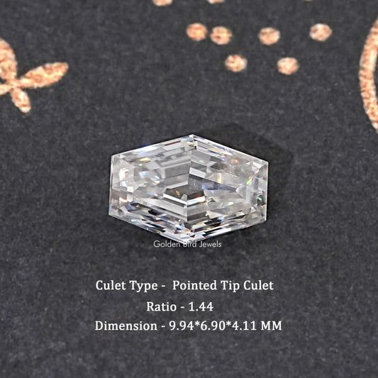 Near-colorless old mine cut loose gemstone, rectangular faceted stone