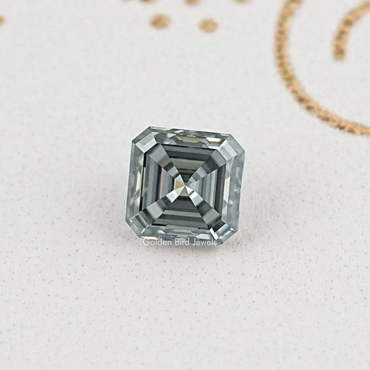 Front View Of Grey Asscher Cut loose Moissanite 