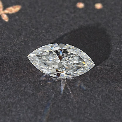 Loose moissanite stone, marquise-cut, large clear center with star-like facets