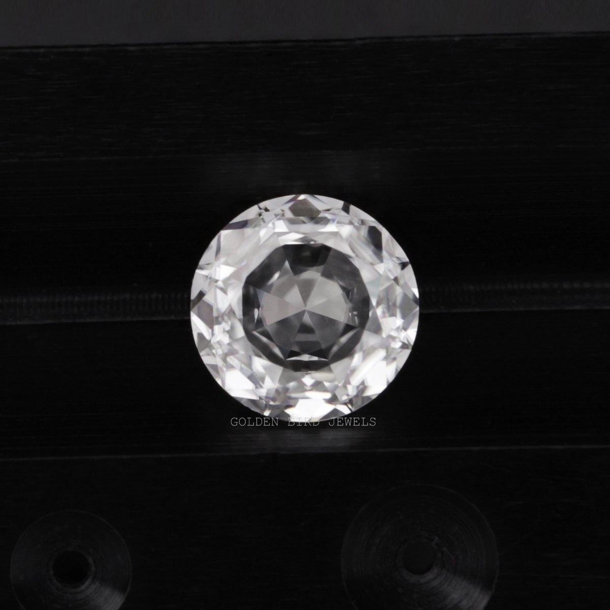 Round rose-cut moissanite gemstone, clear faceted loose stone