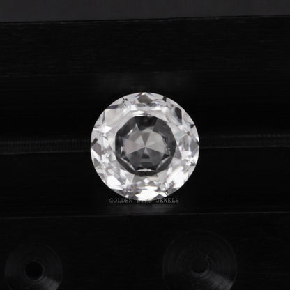 Round rose-cut moissanite gemstone, clear faceted loose stone