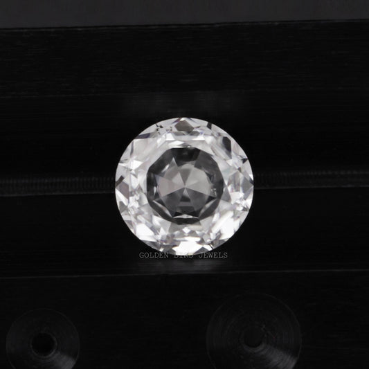 Round rose-cut moissanite gemstone, clear faceted loose stone