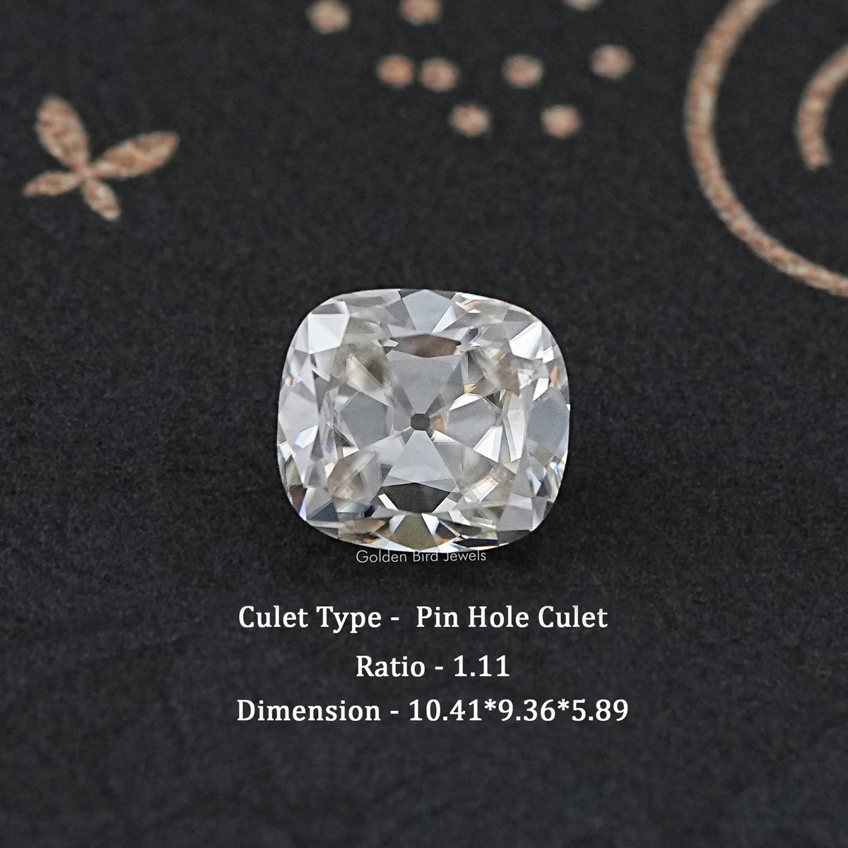 Loose cushion-cut moissanite gemstone, oval cushion shape with faceted white shine