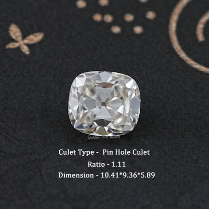 Loose cushion-cut moissanite gemstone, oval cushion shape with faceted white shine