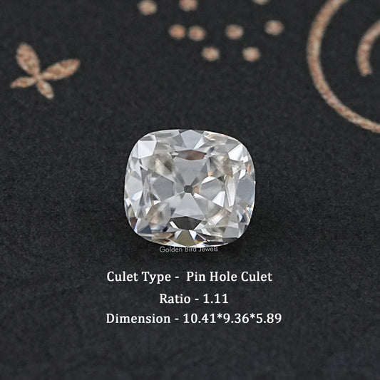 Loose cushion-cut moissanite gemstone, oval cushion shape with faceted white shine