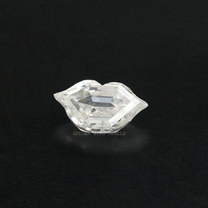 Lips-cut moissanite loose stone, faceted clear gemstone with antique step pattern