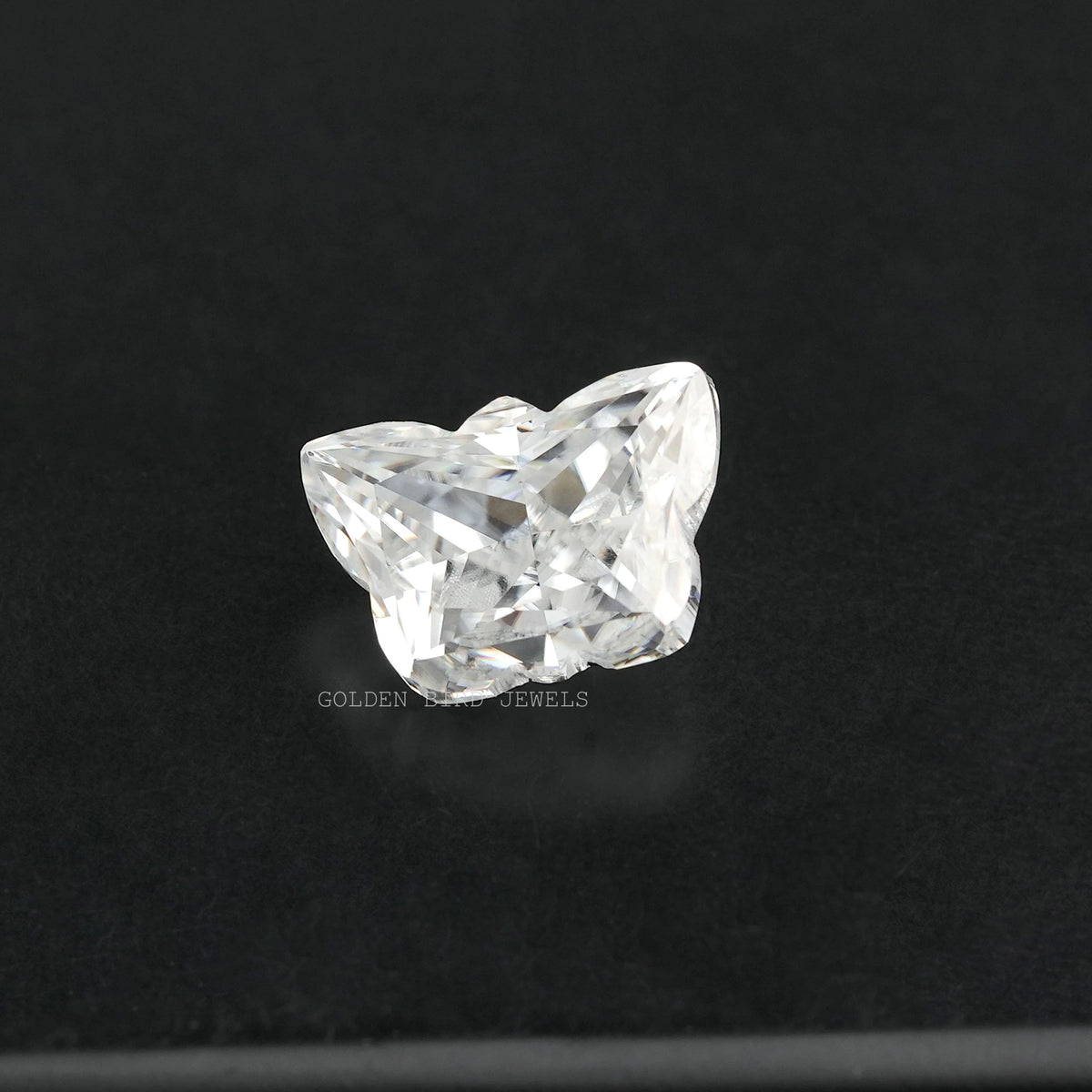 Butterfly-cut moissanite loose stone, clear faceted antique-style gemstone