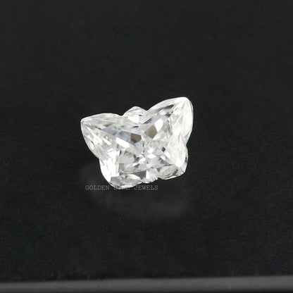 Butterfly-cut moissanite loose stone, clear faceted antique-style gemstone