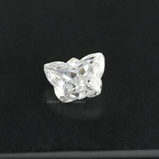 Butterfly-cut moissanite loose stone, clear faceted antique-style gemstone