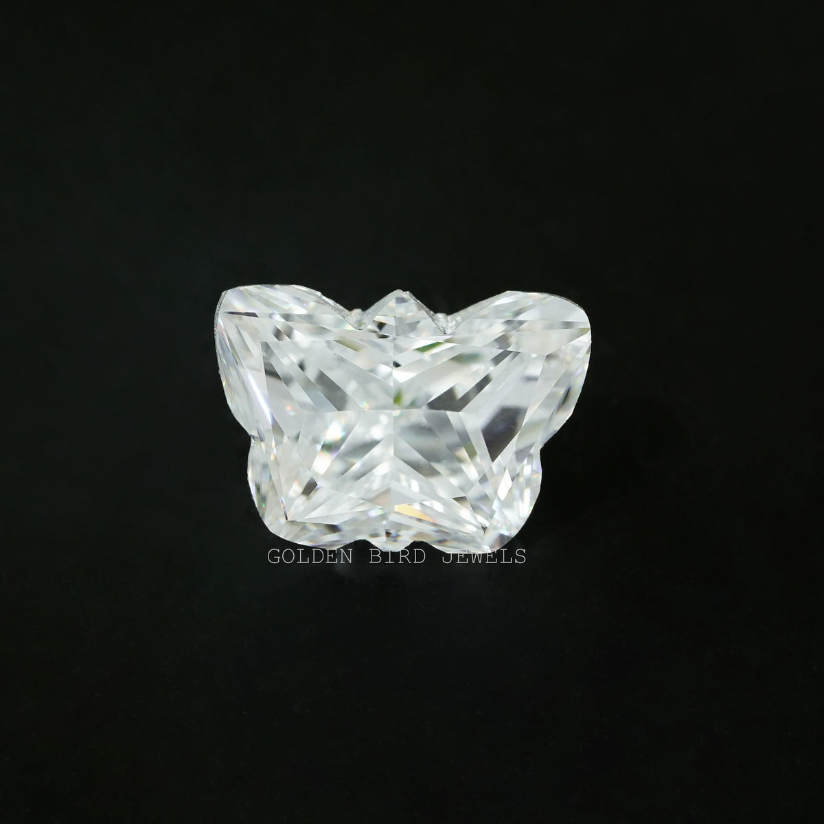Butterfly-cut clear moissanite loose stone, faceted light-reflecting shape