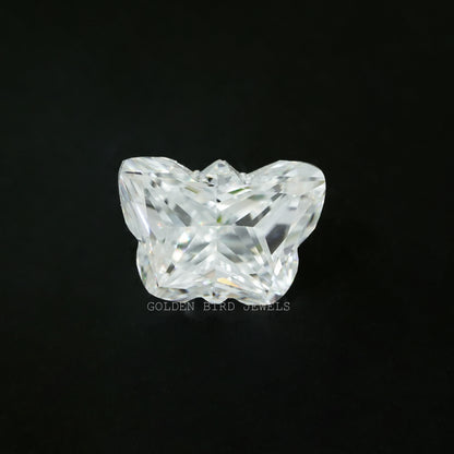 Butterfly-cut clear moissanite loose stone, faceted light-reflecting shape