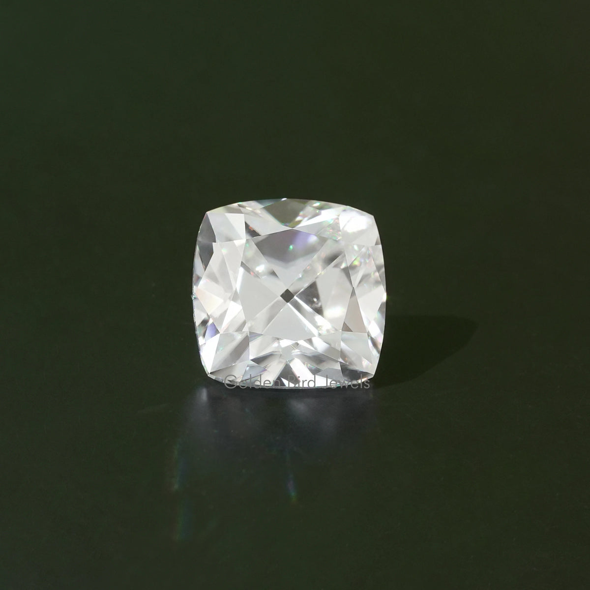 Peruzzi moissanite old-cut loose stone, clear prismatic facets