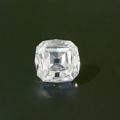 Brilliant Mazarin-cut moissanite loose stone, clear faceted gem with mirror shine