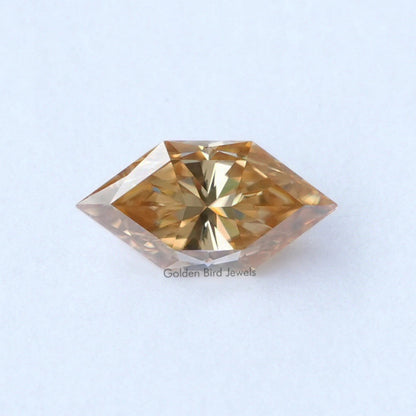 Champagne marquise moissanite loose gemstone, faceted oval-cut with golden tones
