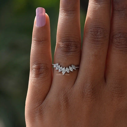 View of  Marquise Cut Wedding Band In White Gold