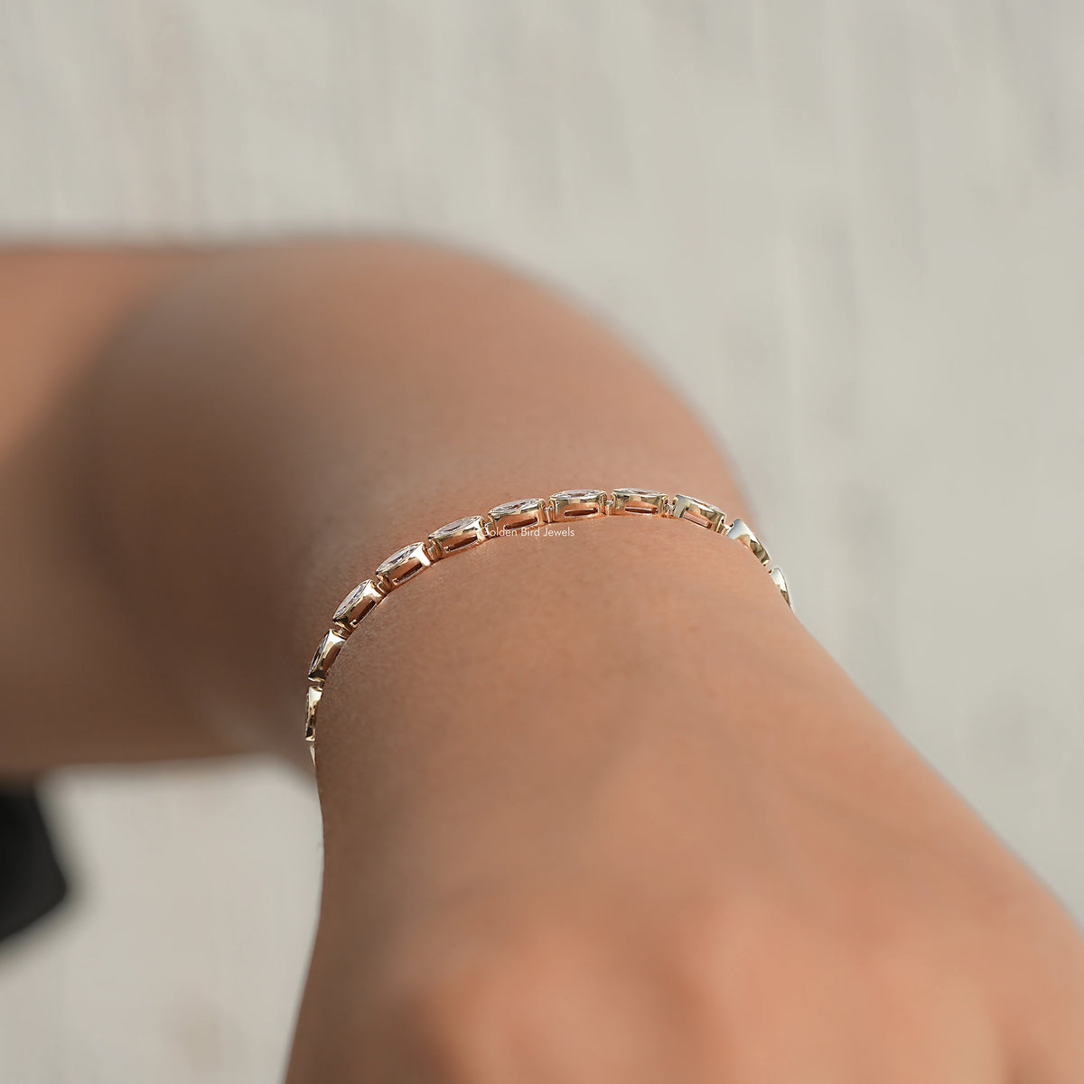 Side View Of East West Lab Diamond Tennis Bracelet
