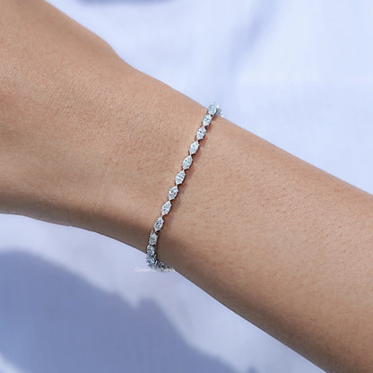 Detailed View of Marquise Cut Lab Tennis Bracelet
