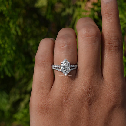 Detailed view of Diamond Bridal Ring Set In White Gold
