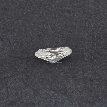 Marquise-cut moissanite loose stone, faceted clear white, elongated shape