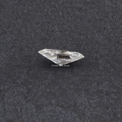 Marquise-cut moissanite loose stone, three-quarter view, clear white facets