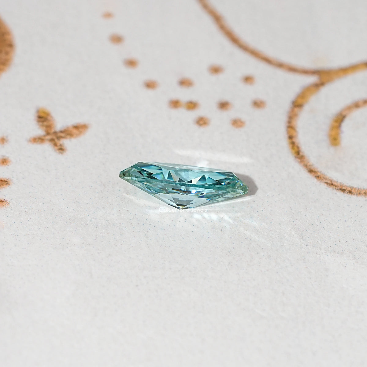 Teal marquise-cut loose moissanite gemstone, faceted sparkle
