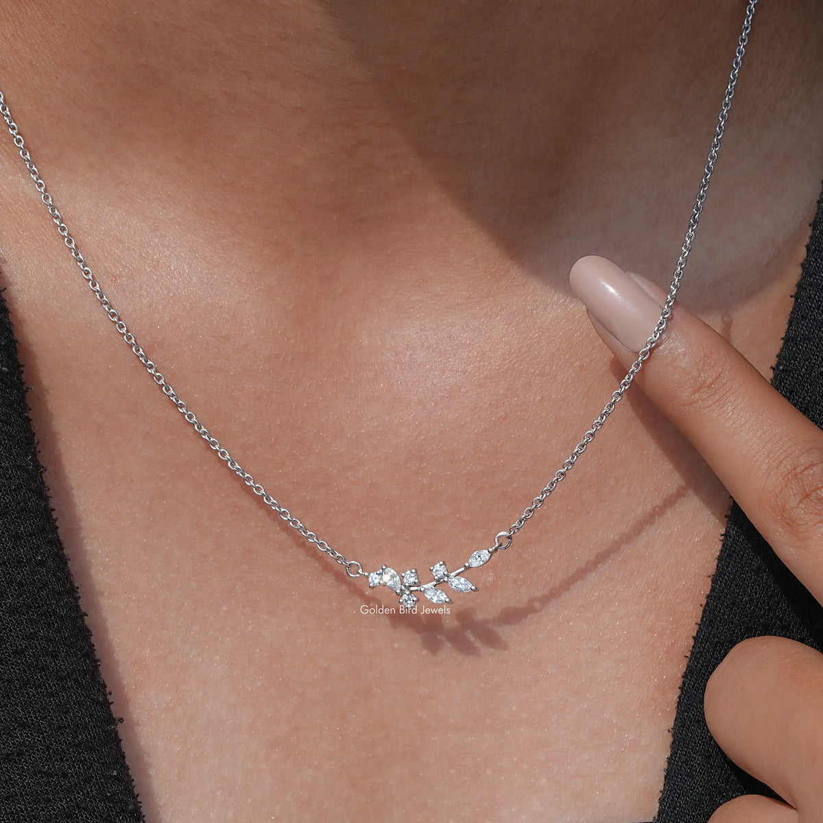 View of Marquise Cut Diamond Leaf Pendant In Women's