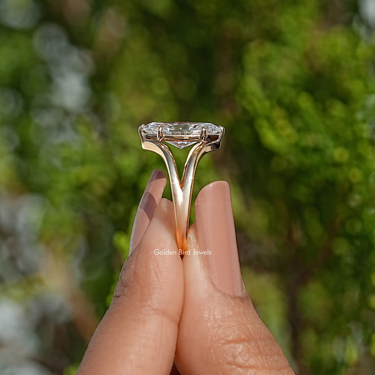 Side View Of Marquise Cut Lab Diamond Ring
