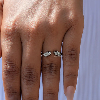 Close View Of Marquise Diamond Open Cuff Stacking Band	
