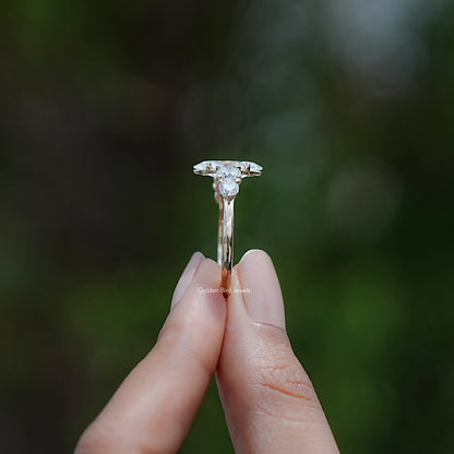 Side View of Marquise Diamond Five Stone Engagement Ring