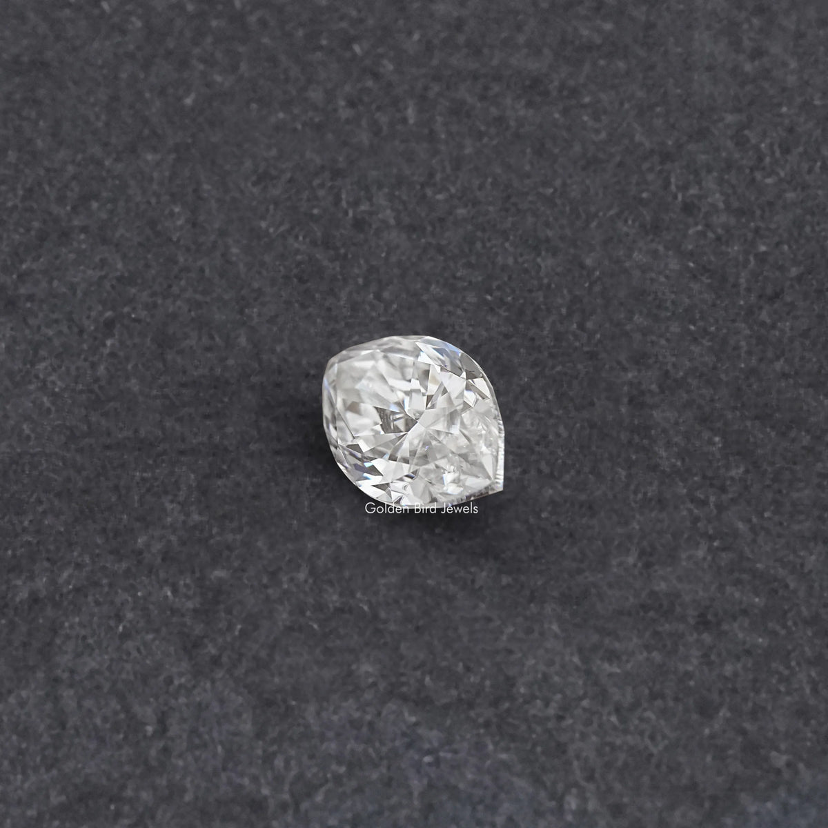 Marquise-cut moissanite loose stone, faceted clear white top view