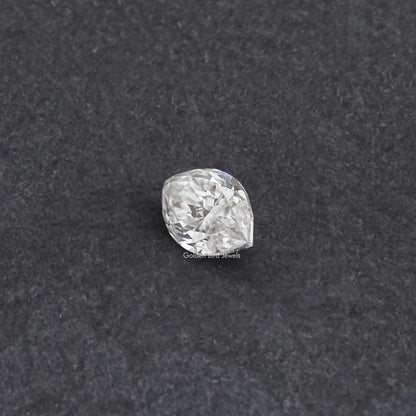 Marquise-cut moissanite loose stone, faceted clear white top view