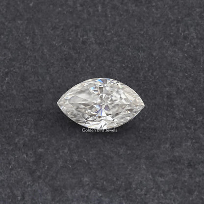 Marquise-cut moissanite loose stone, clear white with faceted sparkle
