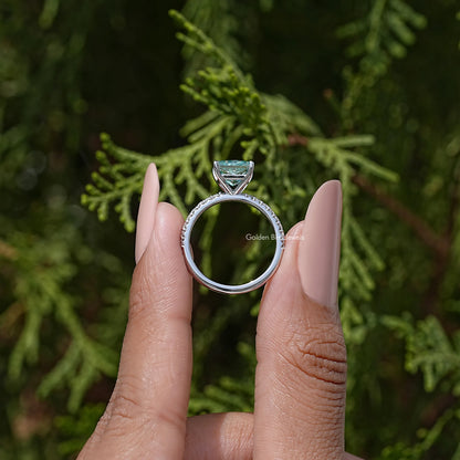 925 sterling silver princess cut moissanite solitaire wedding ring, side view