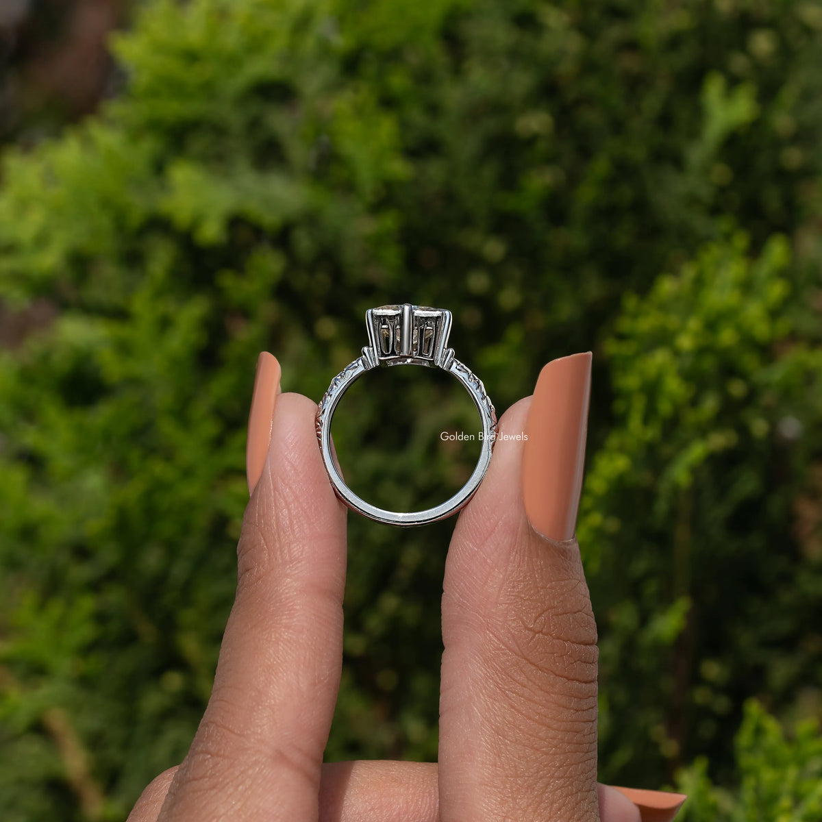 Sterling silver moissanite solitaire ring with square princess-cut center stone
