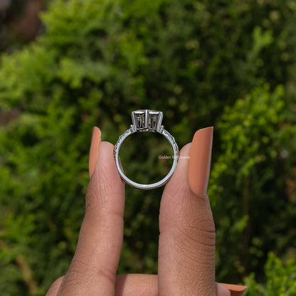 Sterling silver moissanite solitaire ring with square princess-cut center stone