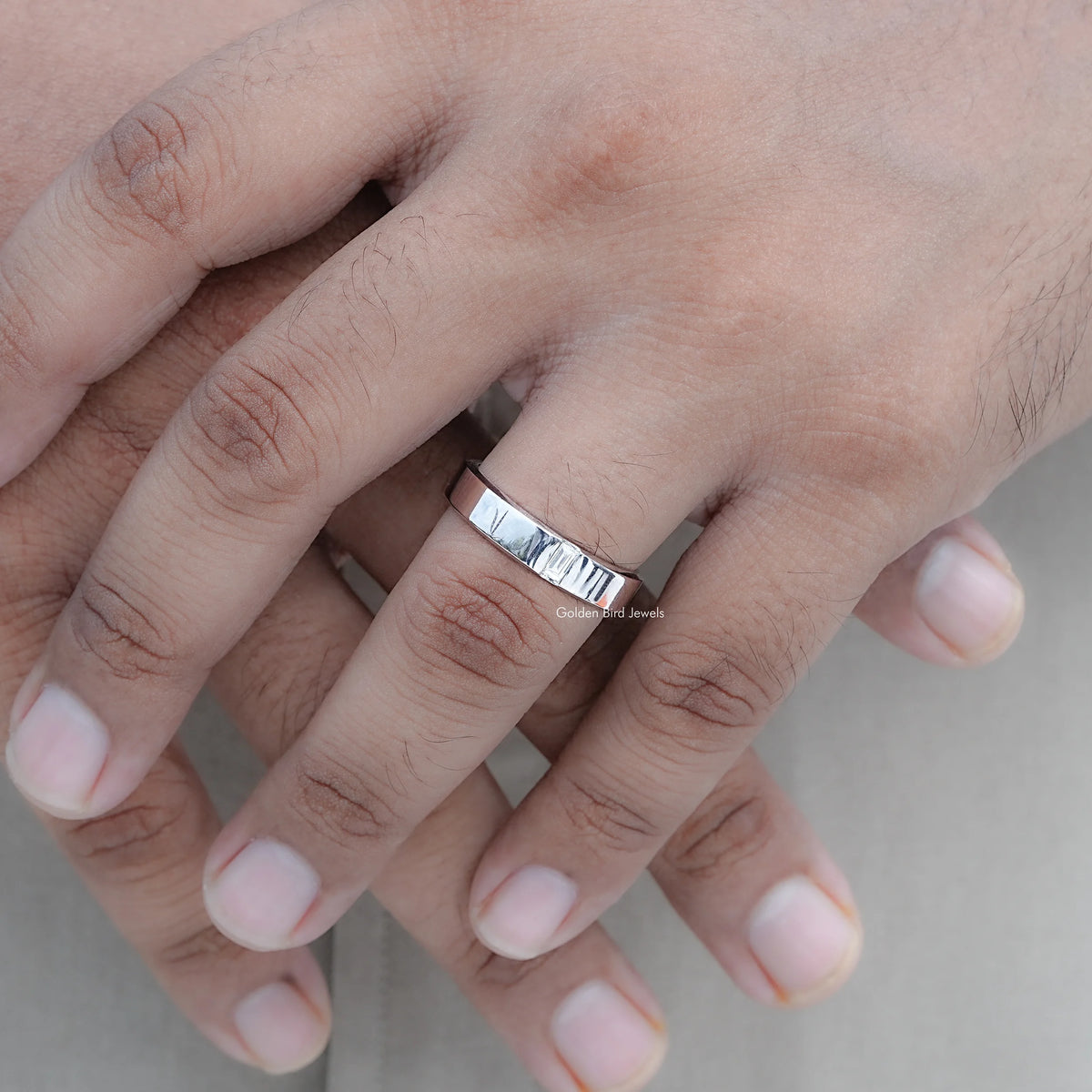 Close view of Baguette Cut Moissanite Solitaire Ring