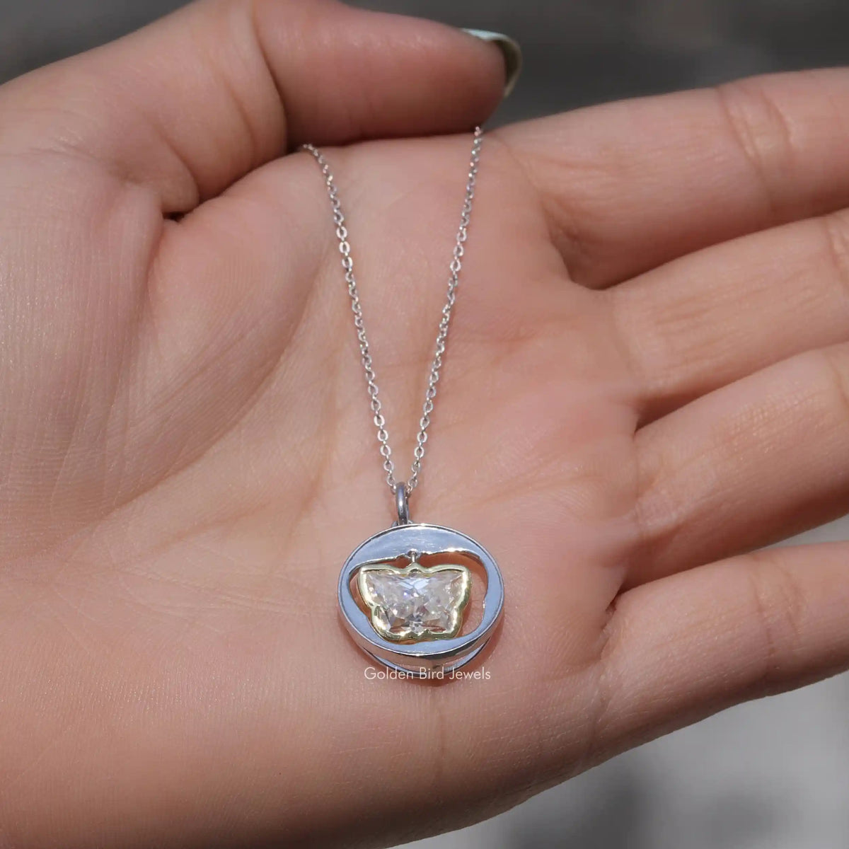 View of moissanite pendant for women