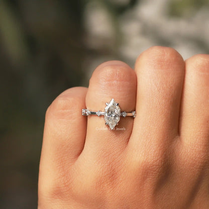 Front View of Dutch Marquise Cut Engagement Ring In a finger