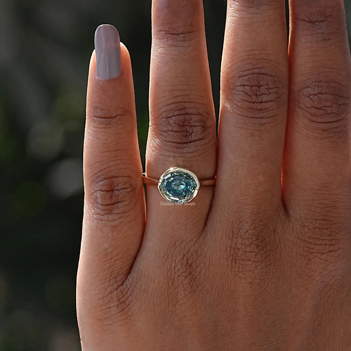 Oval Cut Moissanite East West Ring In Yellow Gold