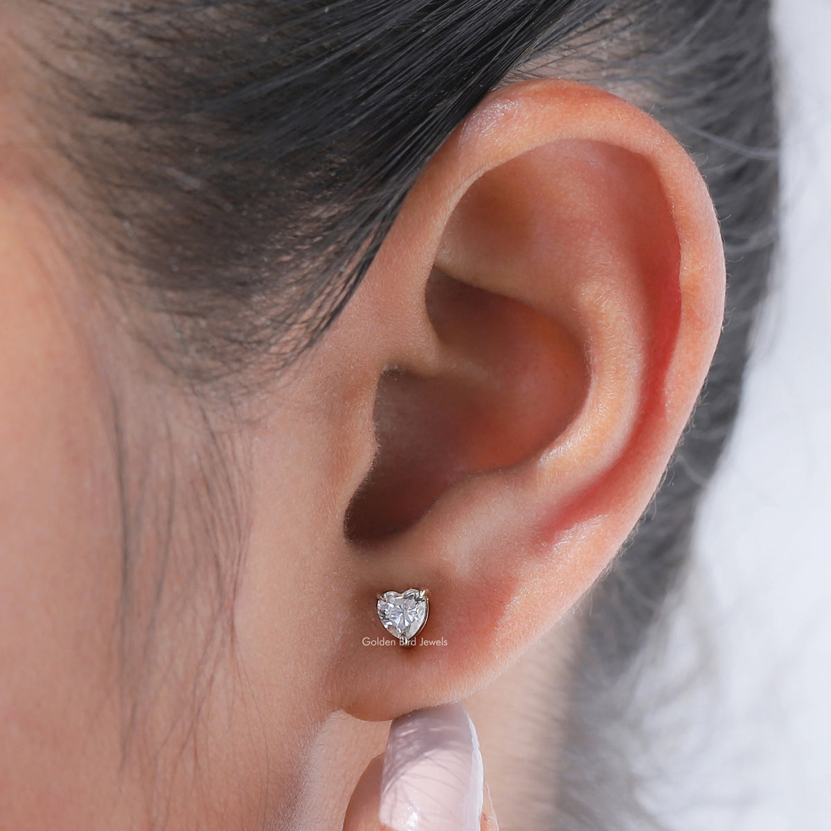 Pair Of a Colorless heart Cut Moissanite Wedding Earrings 