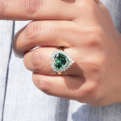 Heart Cut Moissanite Halo Ring In Yellow Gold