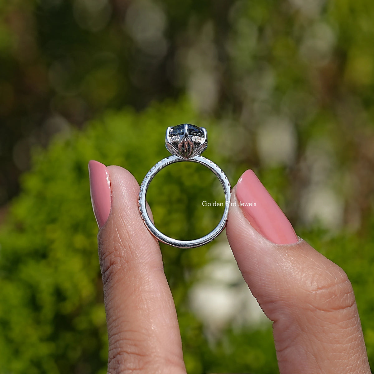 Back View Of Marquise Shaped Moissanite Ring
