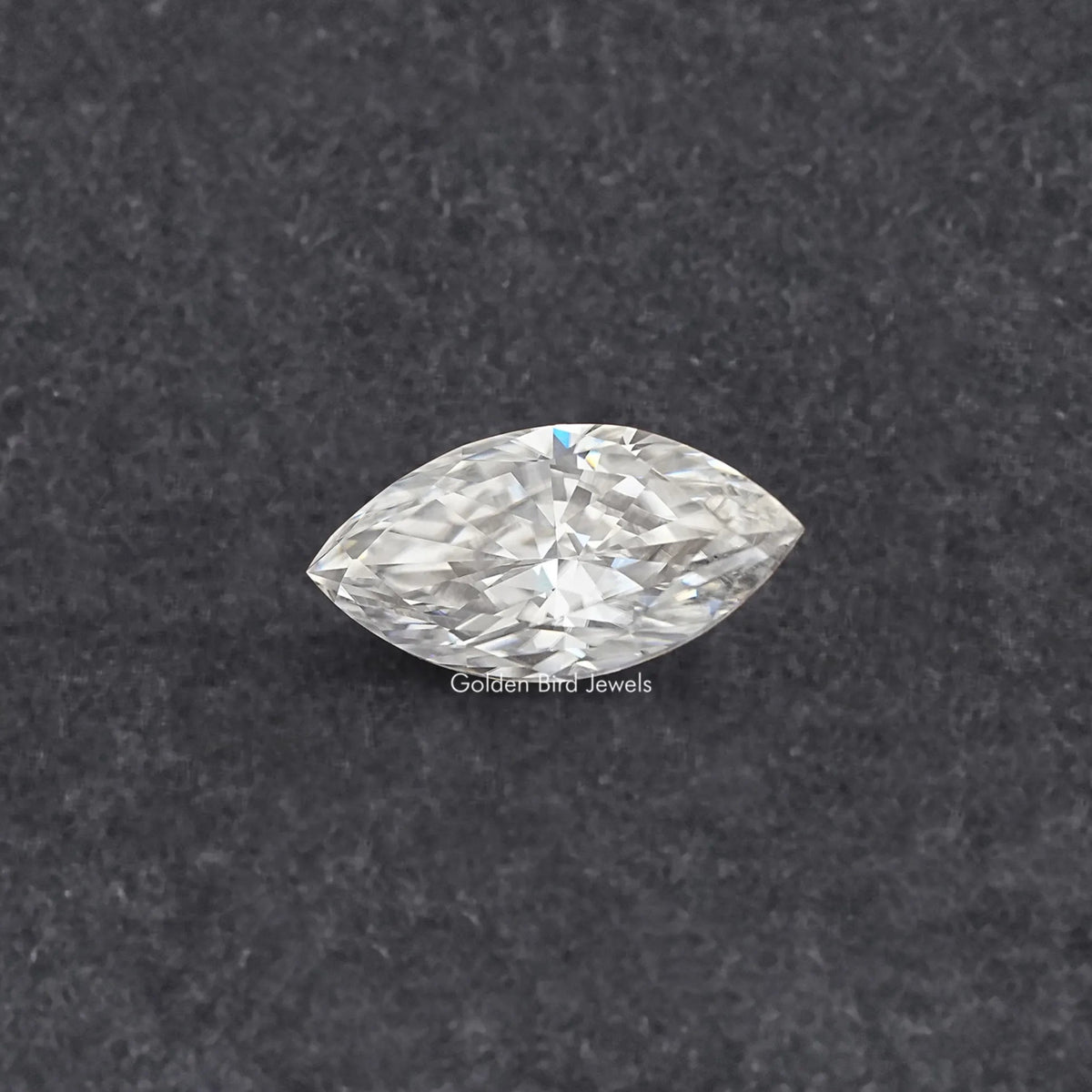 Marquise-cut moissanite loose stone, clear white faceted gem