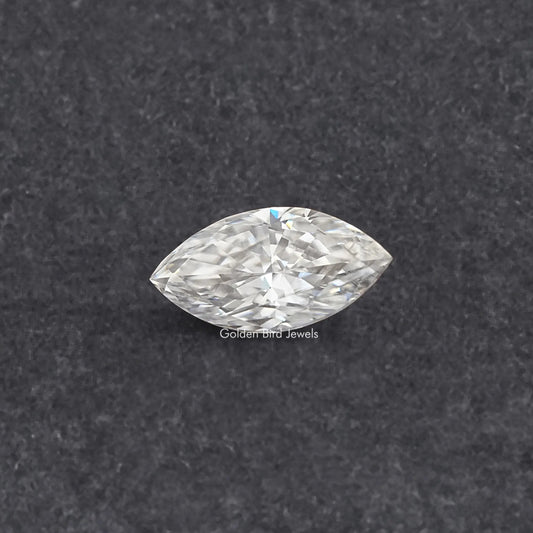 Marquise-cut moissanite loose stone, clear white faceted gem